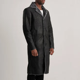 Tidion Black Leather Coat Jacket
